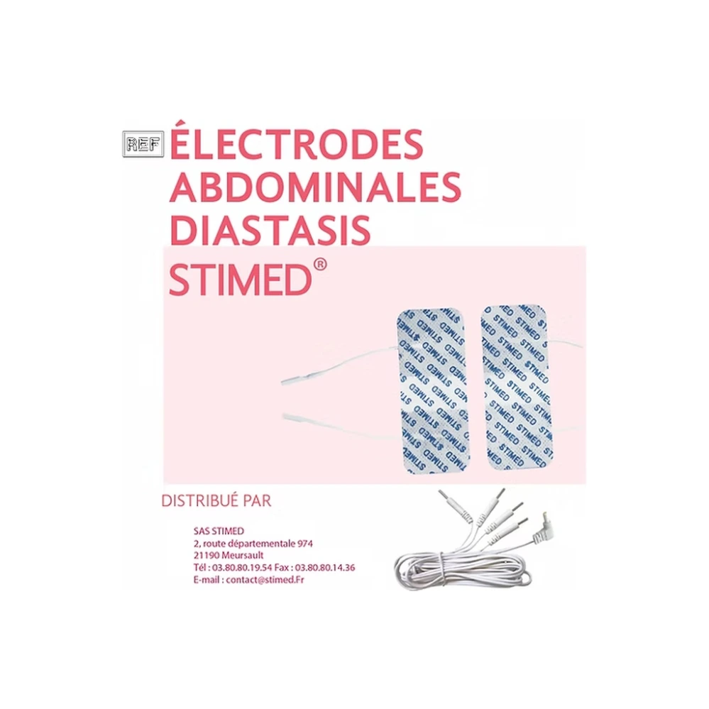 Electrodes diastasis + câble double nouveau connecteur (kit)